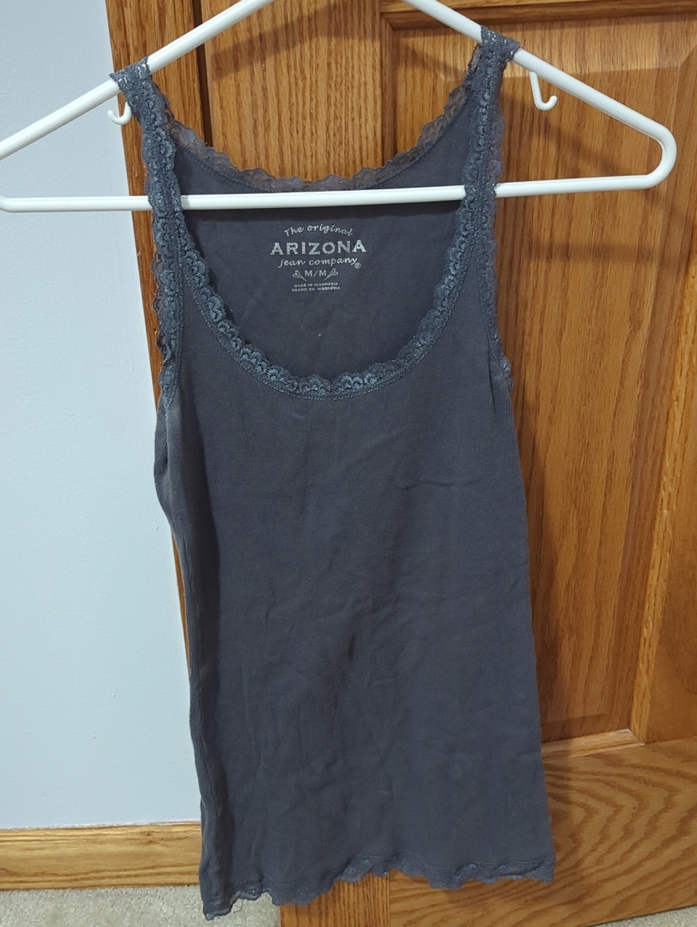 Arizona Jean Company Charcoal Lace-Trim Tank Top